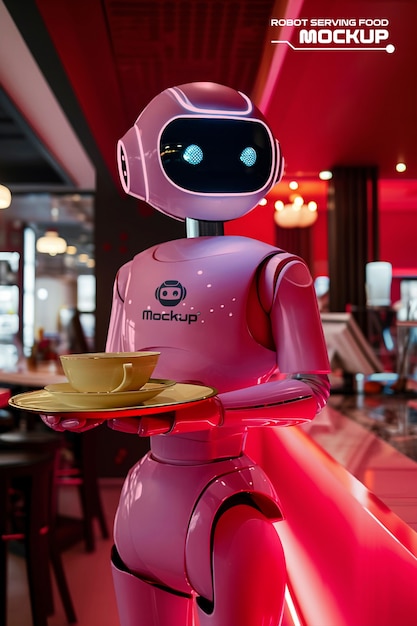 Modello di robot che serve cibo e bevande