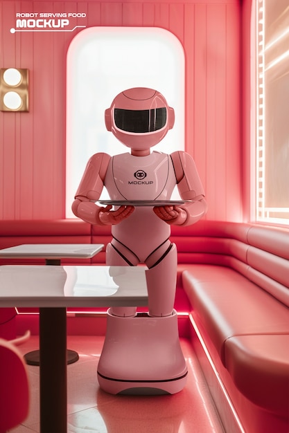 Modello di robot che serve cibo e bevande