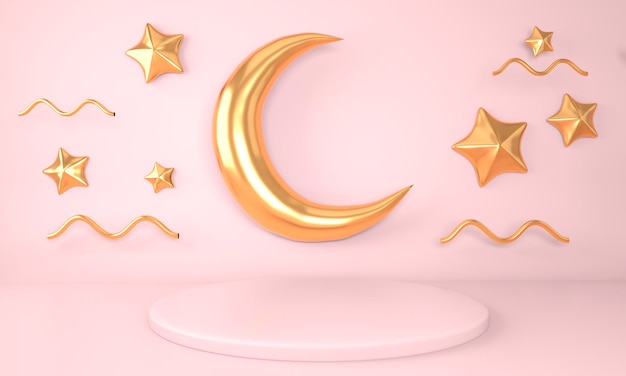 Modello di saluto di Ramadan Kareem con disegno della luna