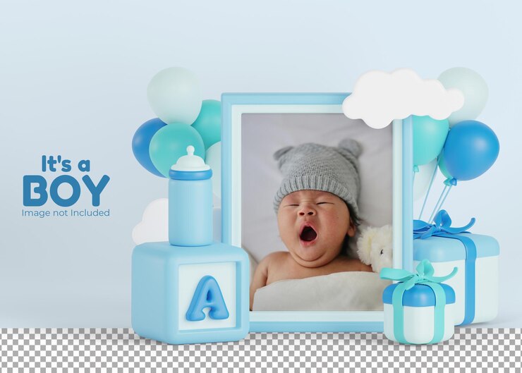 Modello di scena per la celebrazione della nascita per il rendering 3D del neonato