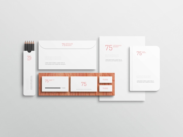 Modello di set stazionario bianco minimalista