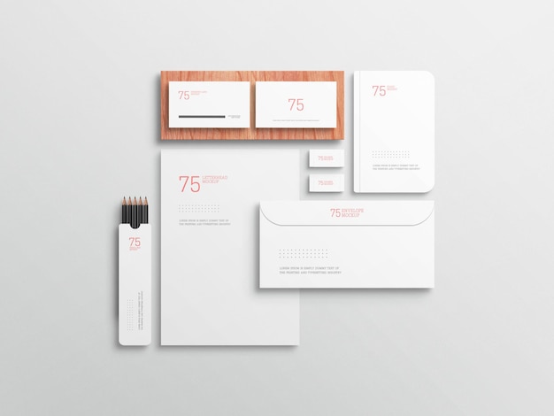 Modello di set stazionario bianco minimalista