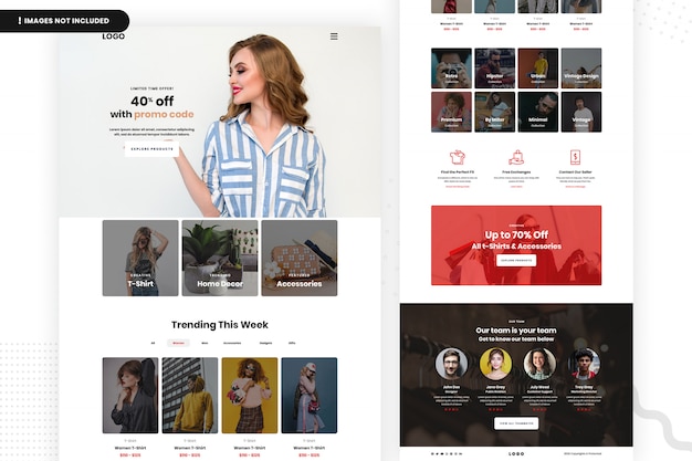 Modello di sito Web di vendita di moda online