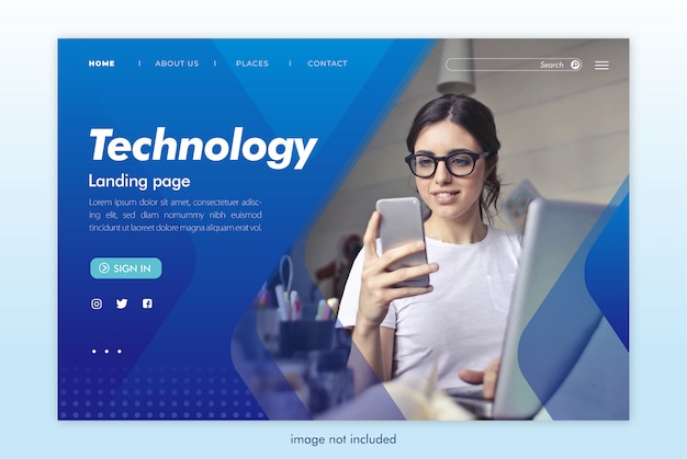Modello di sito Web tecnologia landing page