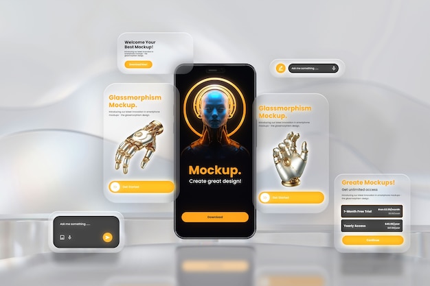 Modello di smartphone Glassmorphism