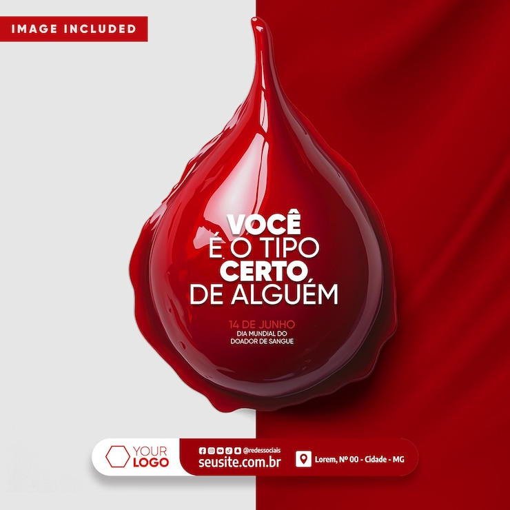 PSD modello di social media giornata mondiale dei donatori di sangue di giugno rosso