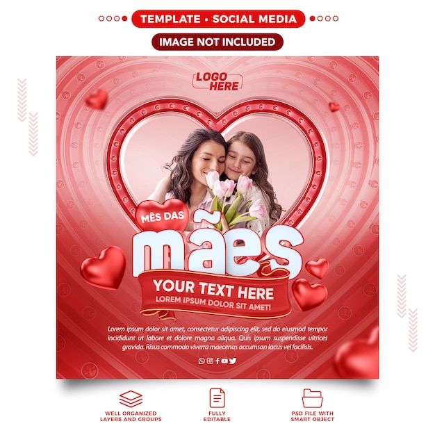 Modello di social media Happy Mothers Day in Brasile per la composizione