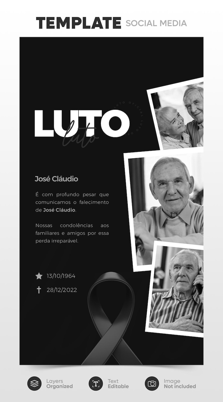 Modello di social media lutto ufficiale