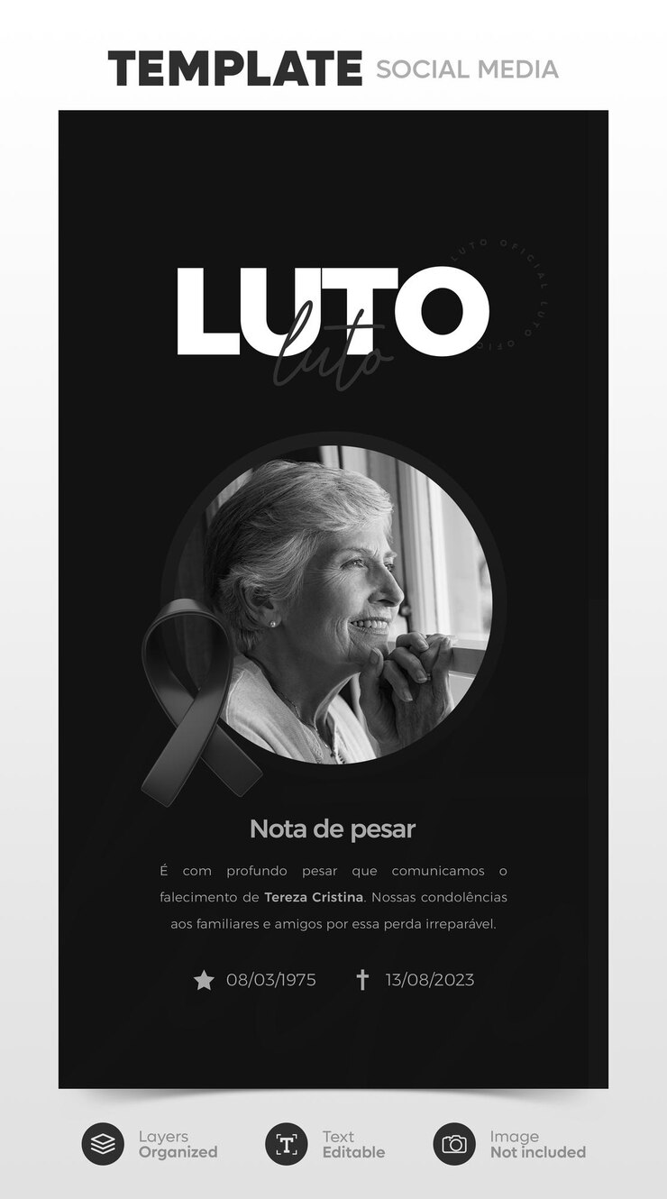 PSD modello di social media lutto ufficiale