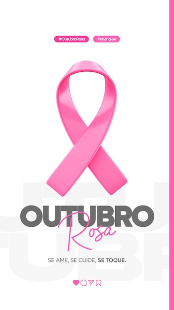 Modello di social media Outubro Rosa in portoghese per la celebrazione brasiliana