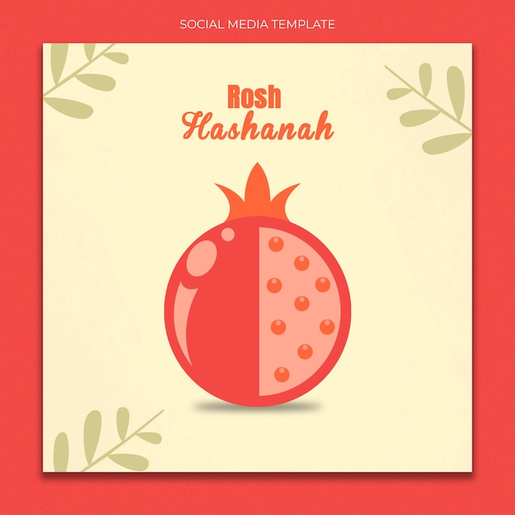 PSD modello di social media per il capodanno di rosh hashanah per il feed di post di instagram
