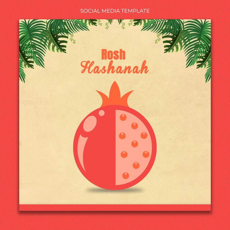 PSD modello di social media per il capodanno di rosh hashanah per il feed di post di instagram