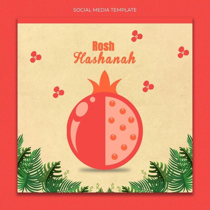 PSD modello di social media per il capodanno di rosh hashanah per il feed di post di instagram