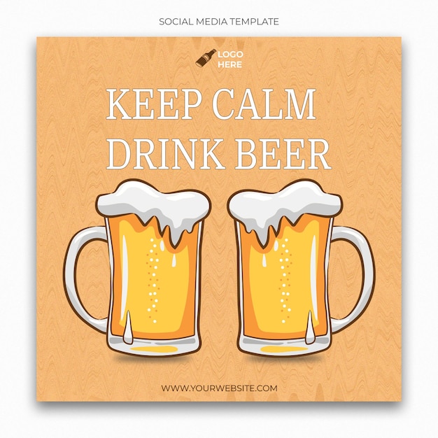Modello di social media per la giornata internazionale della birra per il feed dei post di Instagram