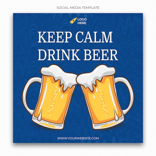 Modello di social media per la giornata internazionale della birra per il feed dei post di Instagram