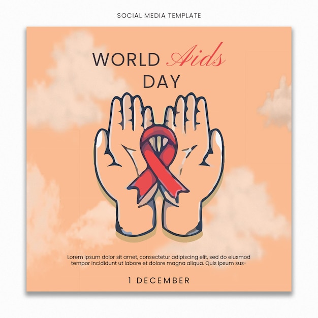 Modello di social media per la Giornata mondiale contro l'AIDS per il feed dei post di Instagram