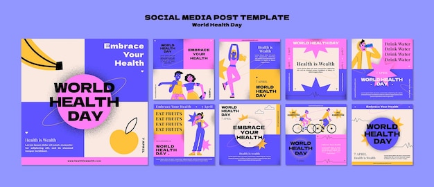 Modello di social media per la giornata mondiale della salute