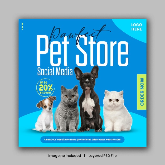 modello di social media per negozio di animali creativi o negozio di alimenti per animali domestici