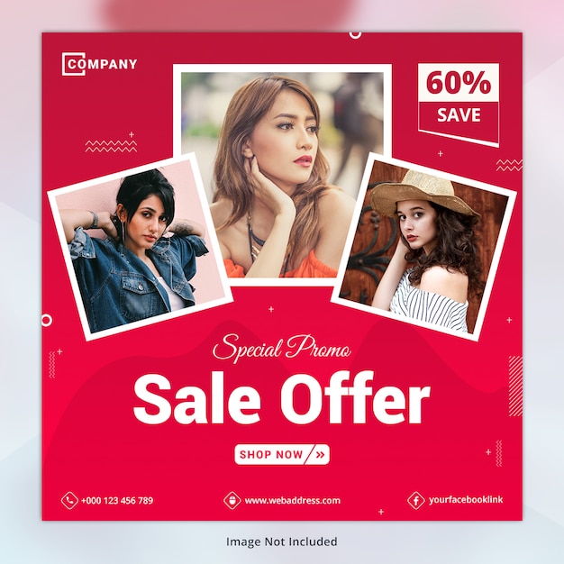 Modello di social media per offerte speciali di vendita promozionale