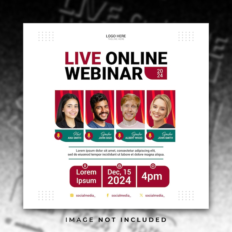 PSD modello di social media per webinar minimalista pulito