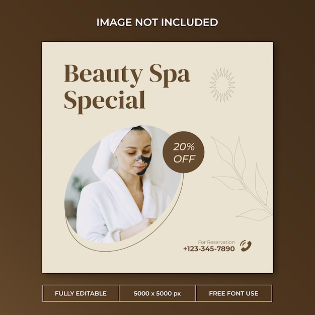 Modello di social media post instagram beauty spa