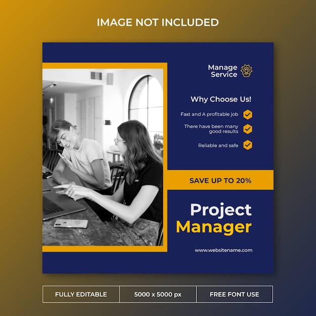 Modello di social media post instagram manager
