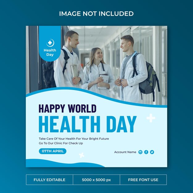 Modello di social media post instagram per la giornata mondiale della salute