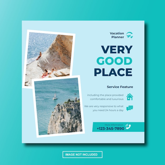 Modello di social media post instagram per pianificatore di vacanze