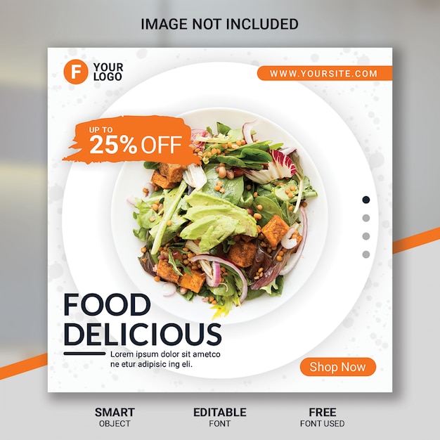 Modello di social media ristorante alimentare