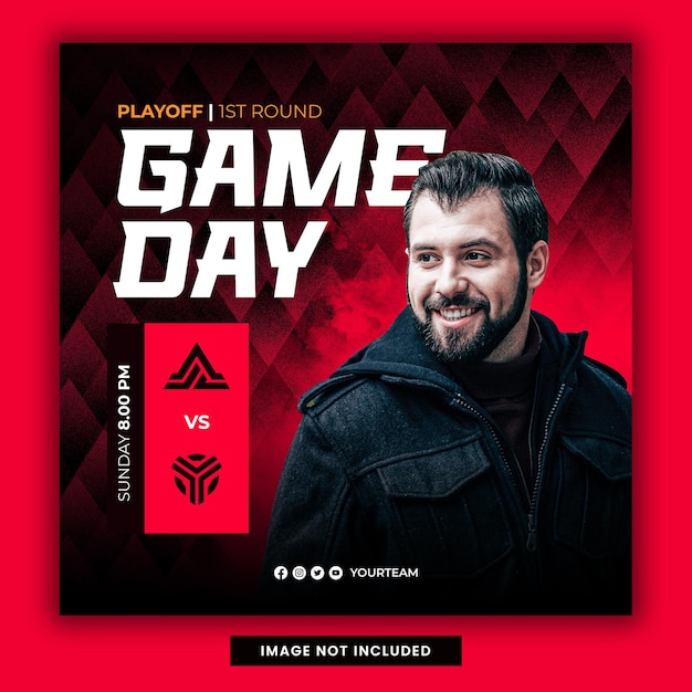 Modello di social media rosso di gioco esport di Gameday