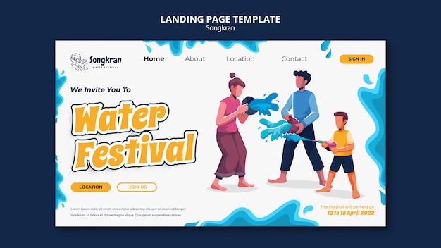 Modello di songkran dal design piatto
