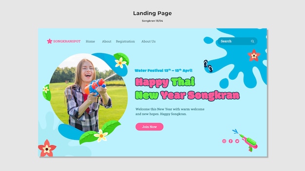 Modello di songkran dal design piatto