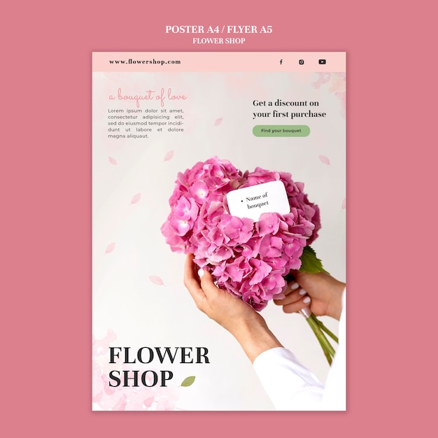 Modello di stampa del negozio di fiori