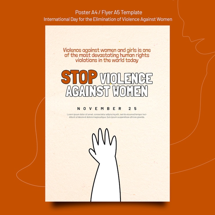 PSD modello di stampa per la giornata internazionale per l'eliminazione della violenza contro le donne