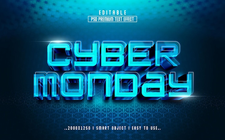 PSD modello di stile effetto testo modificabile 3d cyber monday