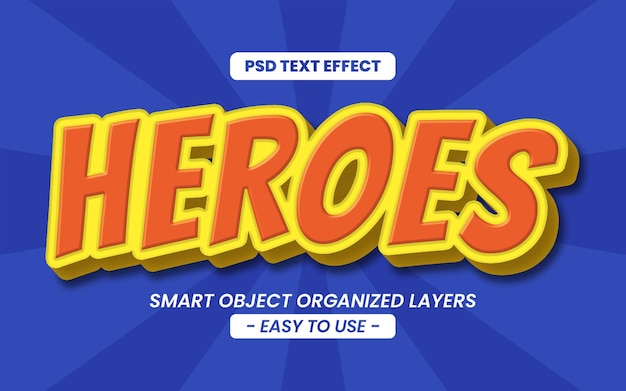 Modello di stile tipografico con effetti di testo editable 3d heroes
