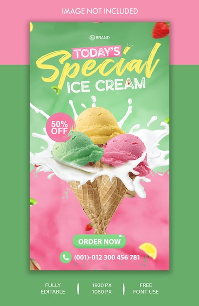 Modello di storia di facebook e instagram di gelato speciale