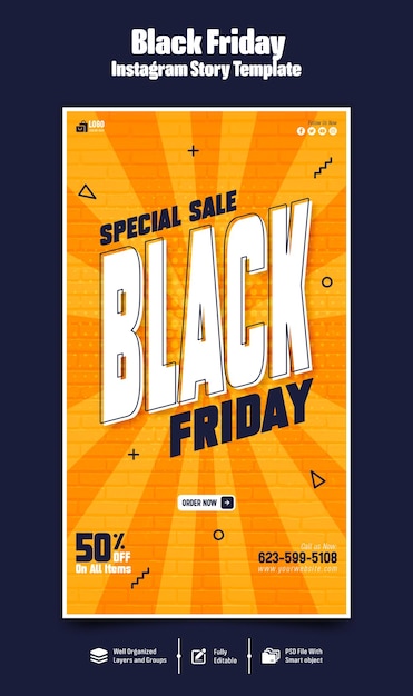 Modello di storia Instagram di vendita del Black Friday