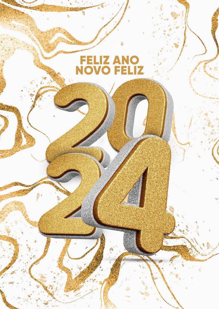 PSD modello di storie d'oro felice anno felice anno nuovo 2024