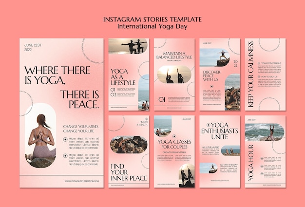 Modello di storie di instagram della giornata internazionale dello yoga
