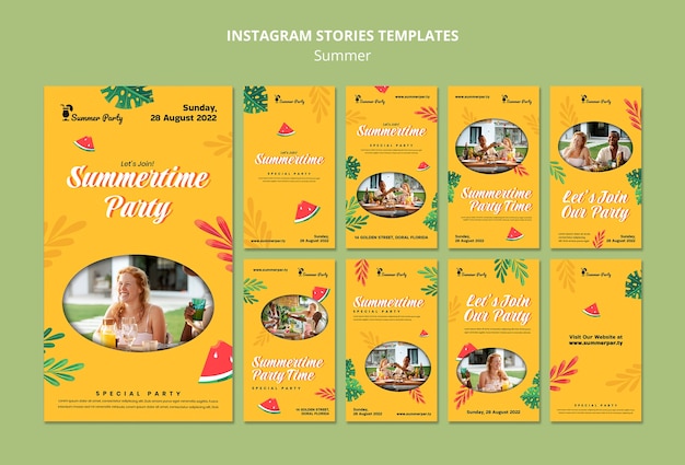Modello di storie di instagram della stagione estiva