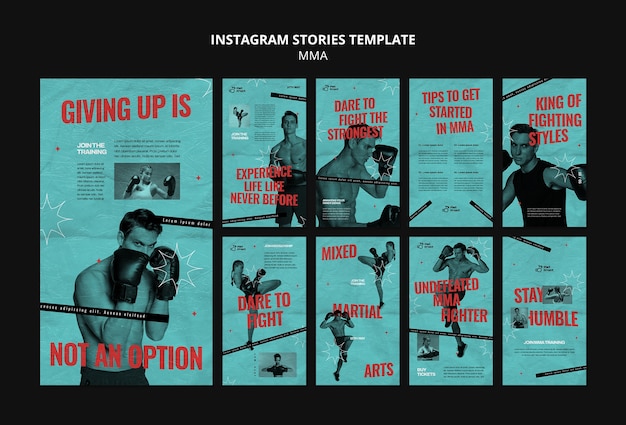 Modello di storie di instagram di arti marziali miste