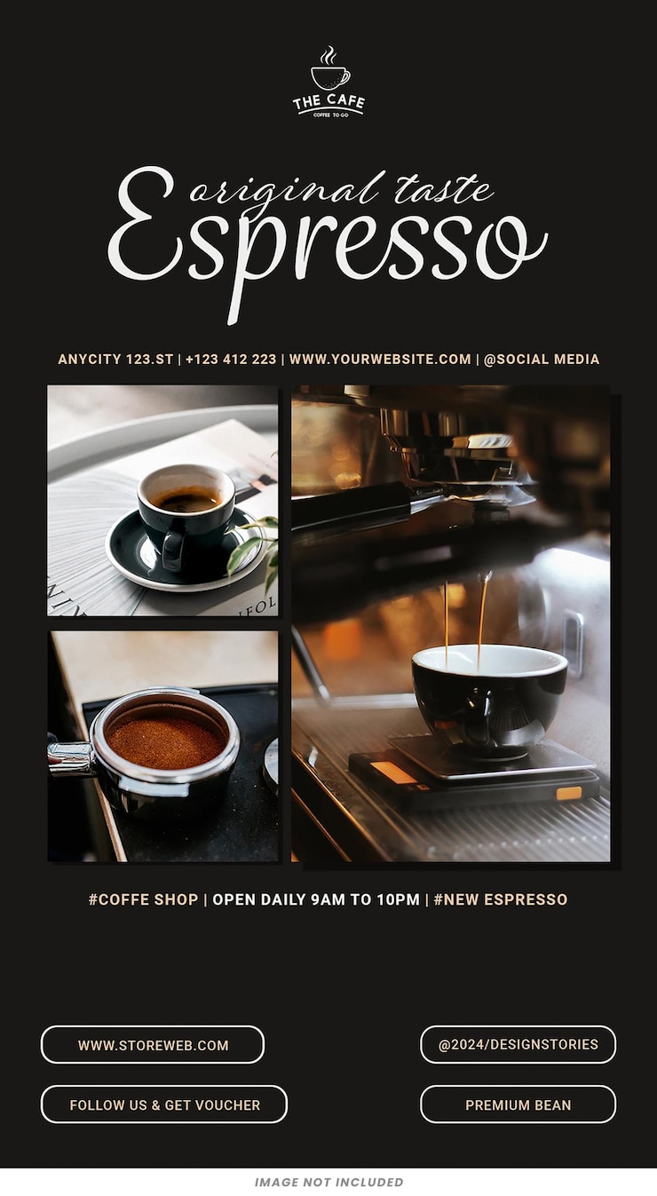 PSD modello di storie di instagram di caffetteria psd design