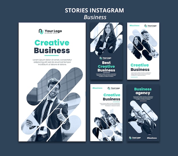 Modello di storie di instagram di concetto di affari