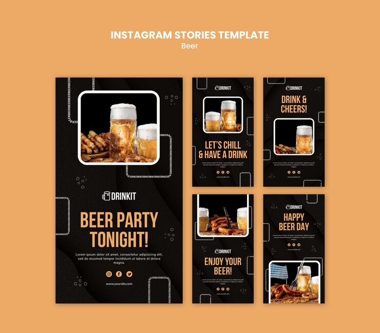 PSD modello di storie di instagram di concetto di birra