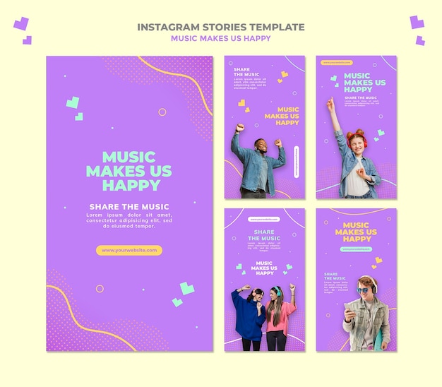 Modello di storie di instagram di concetto di musica
