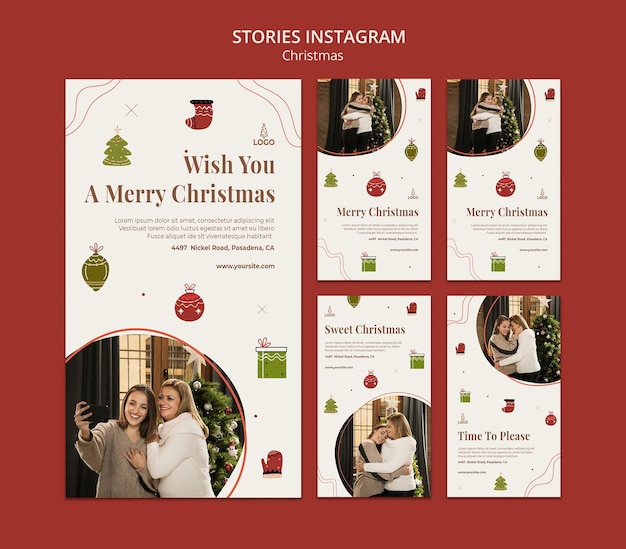 Modello di storie di instagram di concetto di Natale