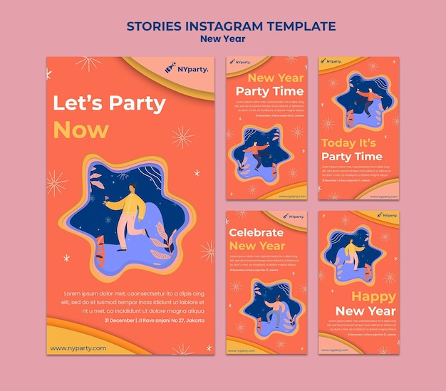 Modello di storie di instagram di concetto di nuovo anno