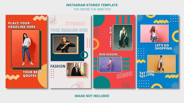 Modello di storie di Instagram di design di moda retrò