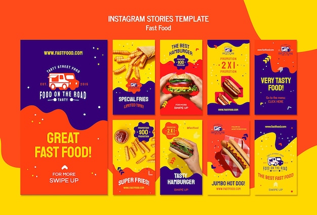 Modello di storie di instagram di fast food